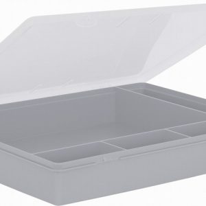 Wham 38cm 5 Division Grey Organiser Box with Clear Hinged Lid