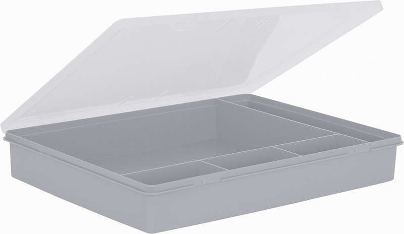 Wham 38cm 5 Division Grey Organiser Box with Clear Hinged Lid