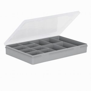 Wham 29cm 13 Division Grey & Clear Organiser Box & Hinged Lid
