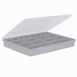 Wham 38cm 18 Division Grey & Clear Organiser Box with Hinged Lid