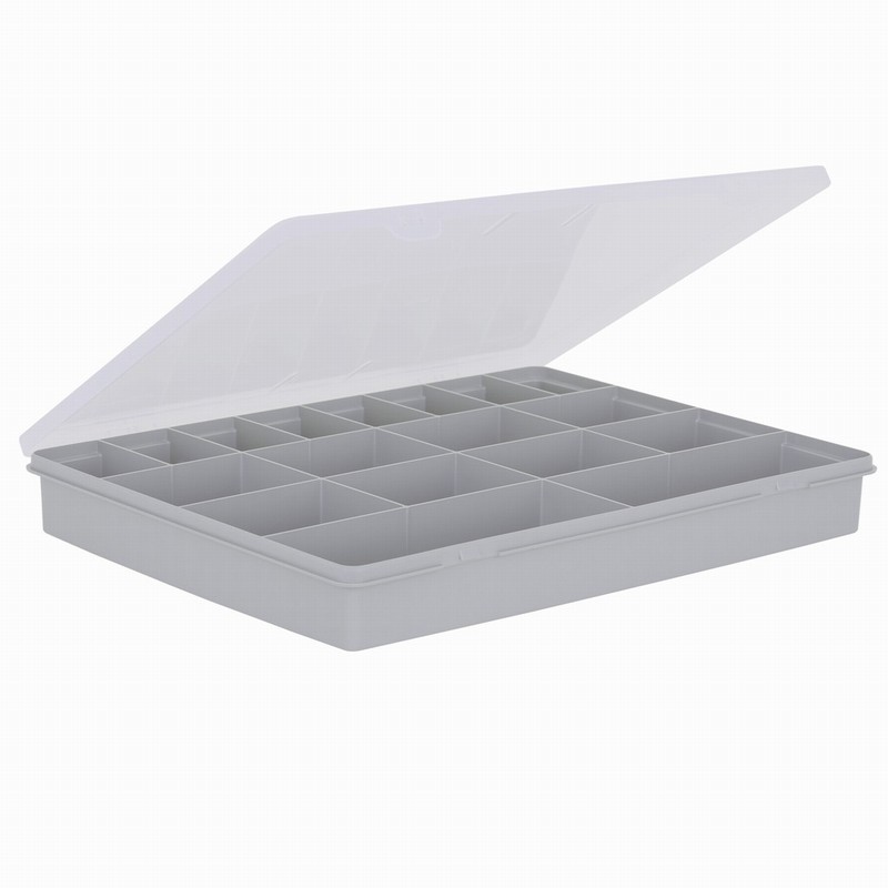 Wham 38cm 18 Division Grey & Clear Organiser Box with Hinged Lid