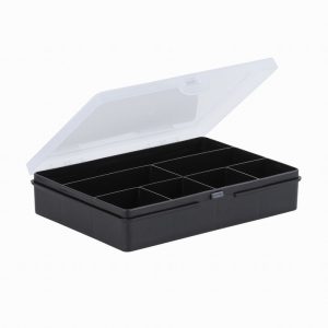 Wham 19cm 7 Division Black & Clear Organiser Box & Hinged Lid