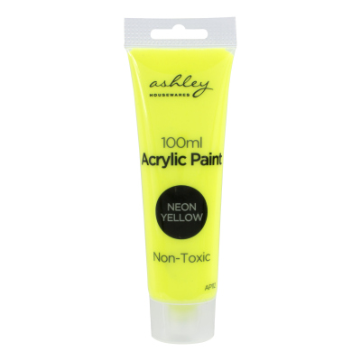 100ml Waterproof Quick Drying Neon Yellow Acrylic Paint Tube