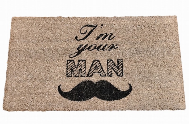Coir Novelty Mat with 'I'm Your Man' Motif