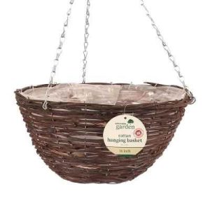 Hanging Basket 16" 40cm Rattan DARK