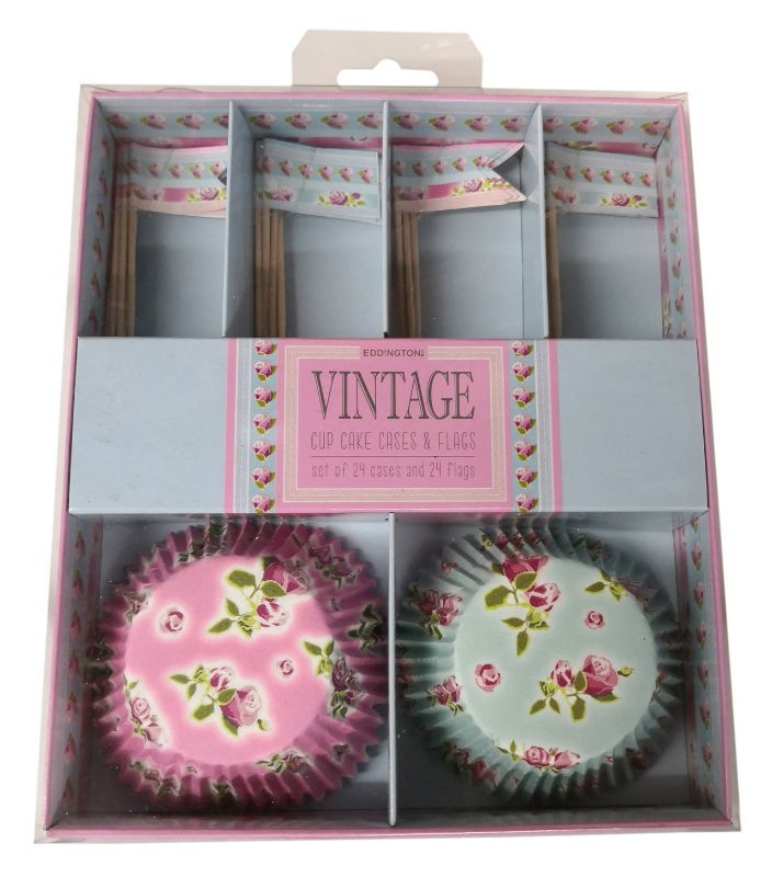 Cake Cakes Cup x24 + Flags Vintage Design D