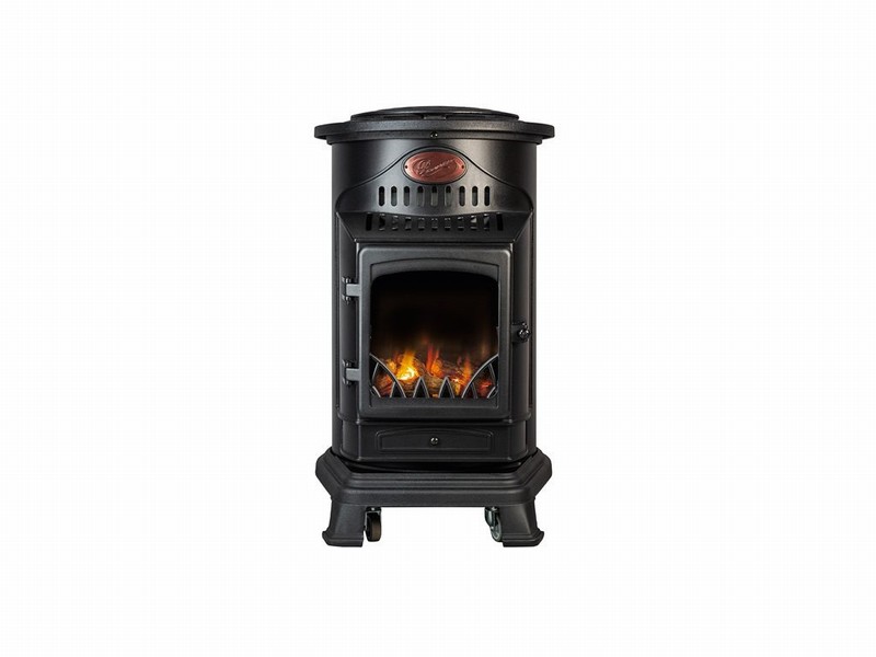 Provence Matt Black Flame Effect Portable Gas Heater