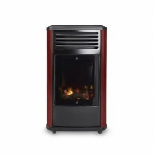 Manhattan S/Steel and Burgundy Portable Flame Effect Gas Heater