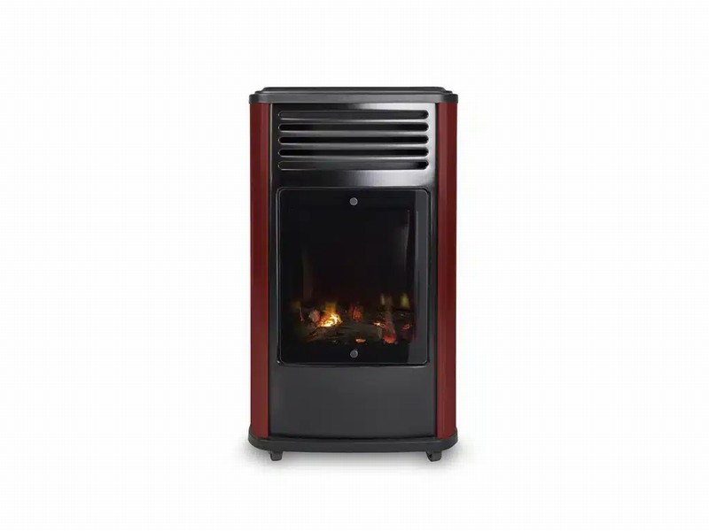 Manhattan S/Steel and Burgundy Portable Flame Effect Gas Heater
