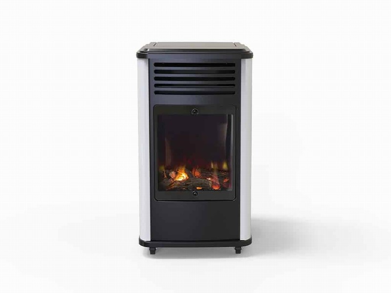 Manhattan S/Steel and White Portable Flame Effect Gas Heater