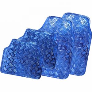 Roadster 4 Piece Aluminium Blue Car Mat Set