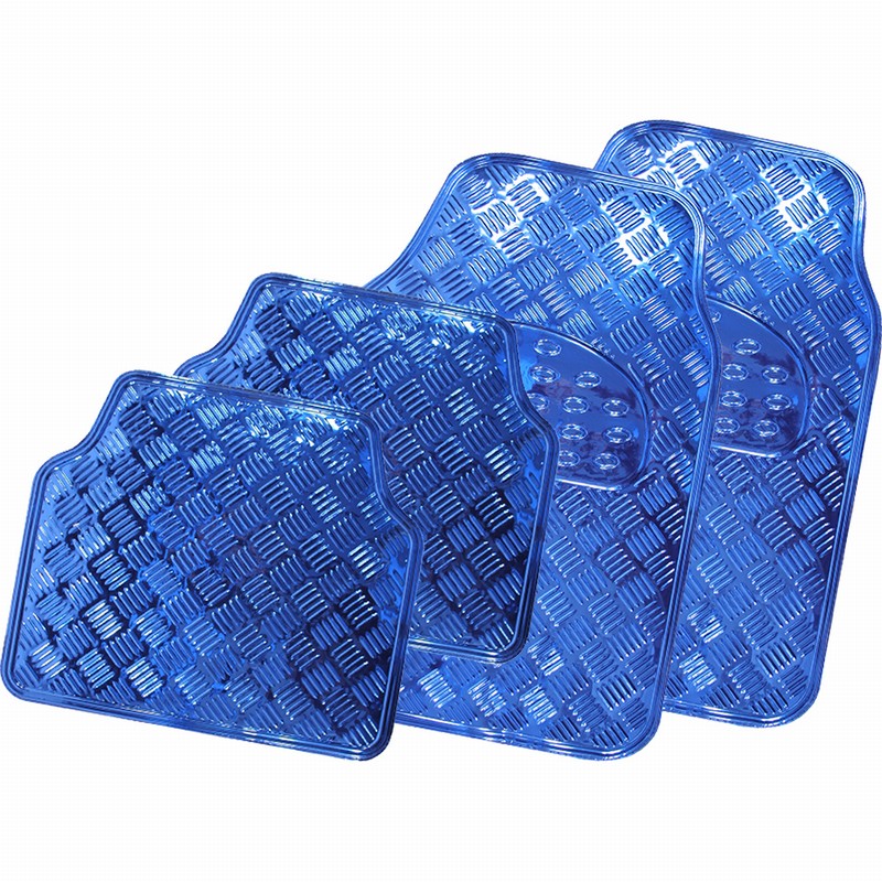 Roadster 4 Piece Aluminium Blue Car Mat Set