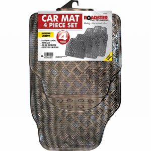 Roadster 4 Piece Aluminium Carbon Car Mat Set