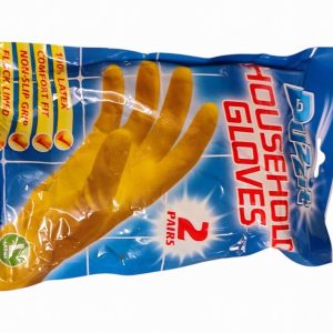 Gloves Household Rubber Large  9 Yellow x2 Pairs