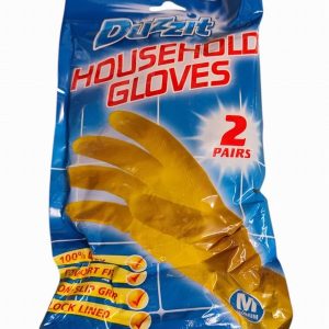 Gloves Household Rubber Medium  9 Yellow x2 Pairs