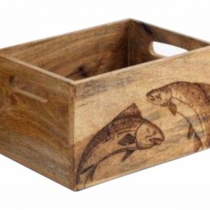 Crate Storage Mango Wood Salmon Lge. 35x25x19cm