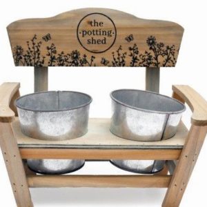 Twin Planter in Wooden Bench