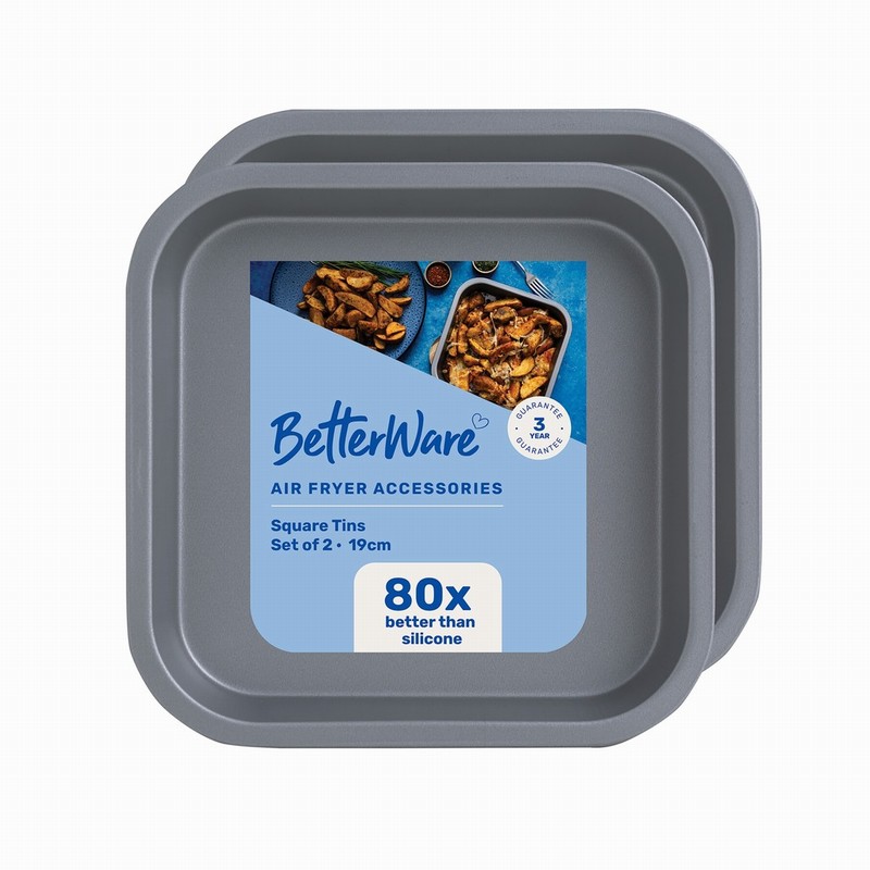 Air Fry BETTERWARE 21cm Square Tin x2 Non Stick