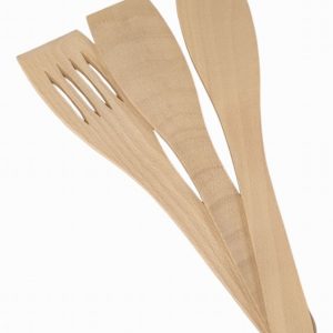 Spatula Set 3Pce. Wooden 2Plain 1Slotted