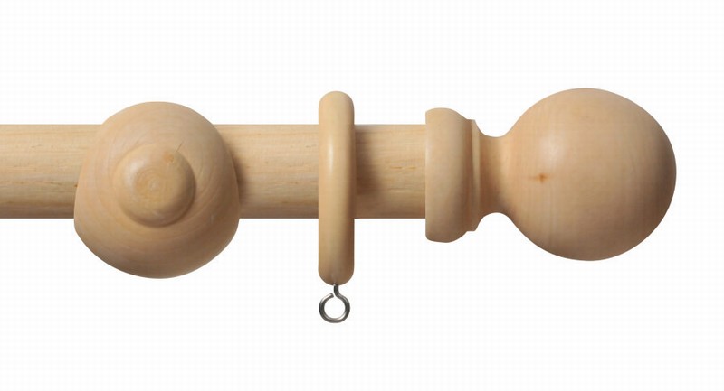 Curtain Pole RENAISSANCE Ball End 28mmx120cm Natural Wood
