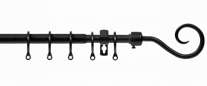 Curtain Pole RENAISSANCE Ext. Scroll End 23/16mmx120>210cm Black