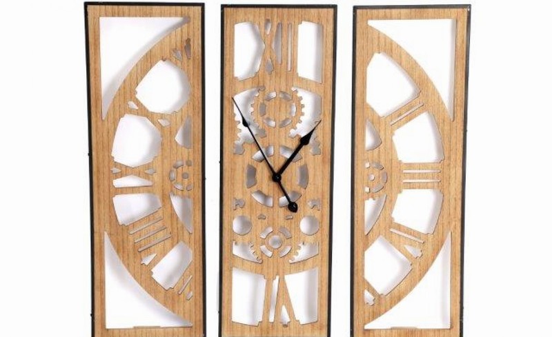 Clock 3 Part Wooden 59x58cm