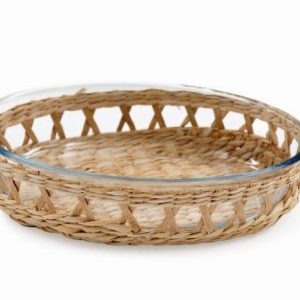 Roaster Glass Oval & Rush Baking Dish 26x18cm
