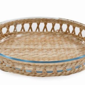 Roaster Glass Oval & Rush Baking Dish 35x25cm